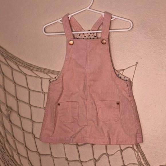 ZARA Baby Girl Collection Pink Corduroy Overall Jumper with Pockets 12/18 months - Picture 1 of 8
